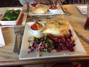 vegan Jerk spiced sweet potato tortilla wrap at The Vegetarian Red Lion in Ipswich