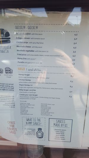 Menu at hamP in Bari