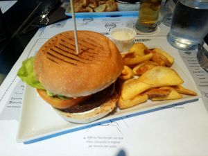 HemP burger with fries. at hamP in Bari
