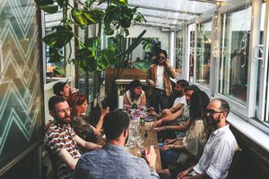 Our conservatory space is available for private dining for up to 14 guests or 30 standing for drinks at Honeymoon in East London