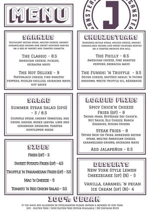 Dinner Menu by Jake's Vegan Steaks
Tue-Fri 5pm-10pm, Sat 5pm-10pm, Sun 4pm-8pm
 at Honeymoon in East London