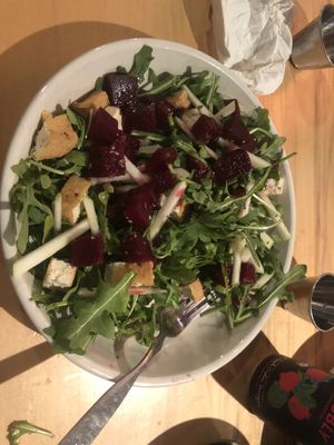 Beet salad with tofu  at Ranch Camp in Stowe