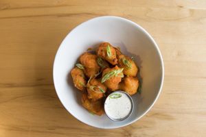Buffalo cauliflower! Vegan options available.   at Ranch Camp in Stowe