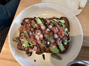 Avocado toast - the pico has jalapeños so it’s got some heat   at Ranch Camp in Stowe