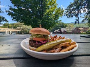 Falafel burger at Ranch Camp in Stowe