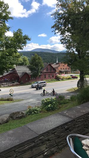 View from the outdoor seating  at Ranch Camp in Stowe