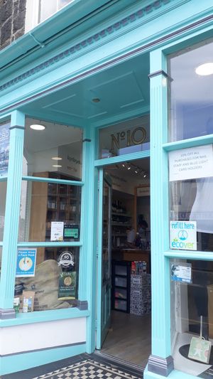 Outside of the shop at Iechyd in Pwllheli