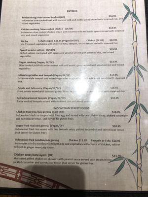 Menu side 1 at BoBoKo in Harrisonburg