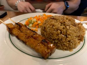 Friend rice with tempeh skewers mmmm at BoBoKo in Harrisonburg