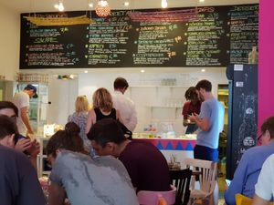 Popular, outside-seating, colourful at Koshary Lux in Berlin