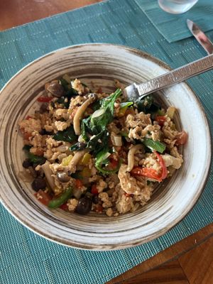 Tofu scramble & veggies  at Tere Nui - Four Seasons Resort in Bora Bora