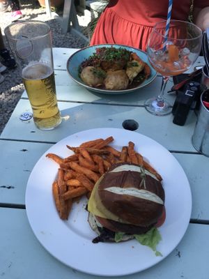 Moving mountains burger and nutroast  at The Greyhound Inn in Corfe Castle