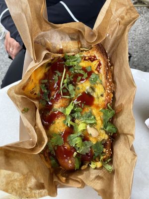 Vegetarische jalapeño cheese dog   at Cool Cats in Chamonix-mont-blanc