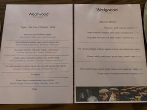 Menu  at Wedgwood in Edinburgh
