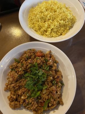 Garlic Rice and Soy Meat Dish  #Veganuary at Masala Dosa Street Kitchen - MDSK in Phnom Penh