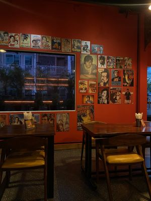 The interior - all lined with Indian movie posters!!   at Masala Dosa Street Kitchen - MDSK in Phnom Penh
