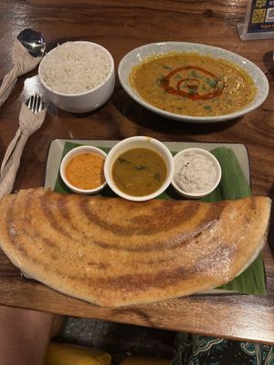 Dhabha Dal Fry & rice, tofu dosa  at Masala Dosa Street Kitchen - MDSK in Phnom Penh