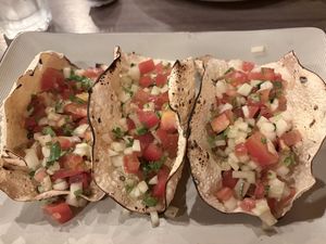 Papadam with tomatoes and cucumber  at Masala Dosa Street Kitchen - MDSK in Phnom Penh