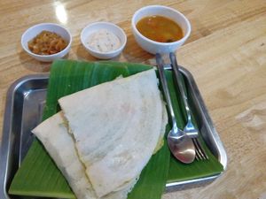 masala dosa with chutney and sambar at Masala Dosa Street Kitchen - MDSK in Phnom Penh