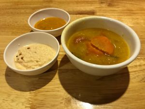 Sambar and chutneys at Masala Dosa Street Kitchen - MDSK in Phnom Penh