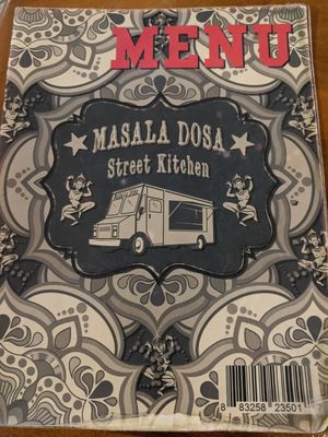 The front cover of the menu at Masala Dosa Street Kitchen - MDSK in Phnom Penh