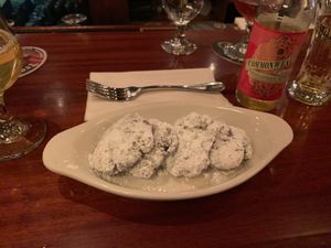 “Vegan chocolate cranberry beignets” dessert at The Belgian Cafe in Philadelphia