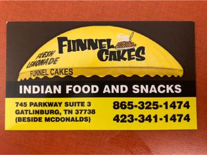 Their card.  at Raj's Funnel Cakes in Gatlinburg