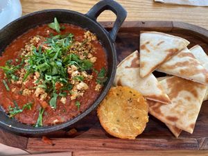 Shakshuka (with a hash brown side)  at Cafe Society in Queenstown