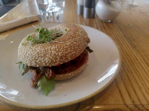 Jackfruit bagel at Cafe Society in Queenstown