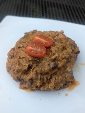Potatoes with Segedín (cabbage stew) at Bio Vegetka in Marianske Lazne