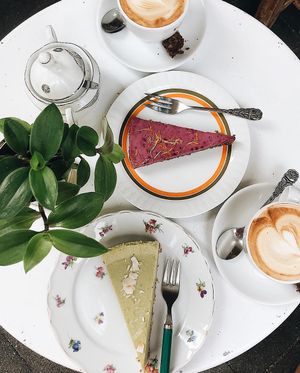 we have raw cakes   at vevi Café - vegan specialities in Cologne