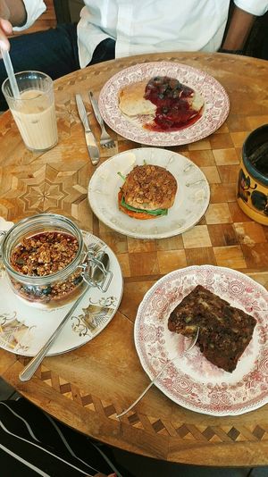 Banana bread, granola with soya yogurt, tasty bread and pancakes at vevi Café - vegan specialities in Cologne