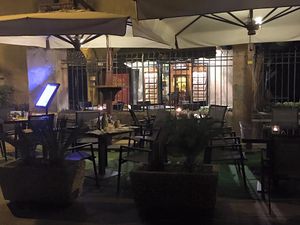 On the terace. Sitting here you can see Parco Archeologico Paestum. at La Bottega del Gusto in Capaccio Paestum