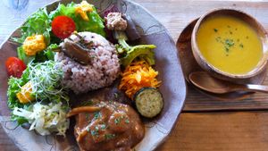 Lunch plate at Shizen Inu - We Are Vegan Cafe - 自然いぬ   in Yomitan