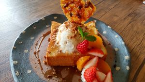 Gluten-free maple butter toast at Shizen Inu - We Are Vegan Cafe - 自然いぬ   in Yomitan