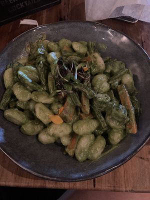 Vegan pesto gnocchi  at Southern Social in Vero Beach