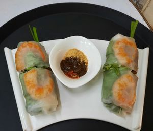 Vegan Au Lac Spring Rolls. at Loving Hut in Kinshasa