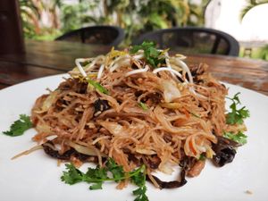 Fired rice noodles at Loving Hut in Kinshasa