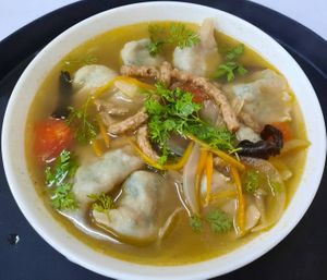Chinese Dumpling Soup. at Loving Hut in Kinshasa