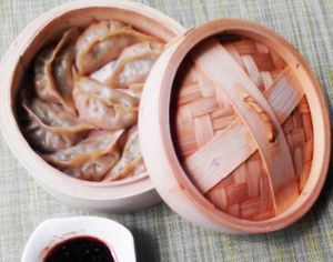 Steamed Dumpling. at Loving Hut in Kinshasa