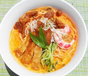 Laksa Spicy Noodle Soup. at Loving Hut in Kinshasa