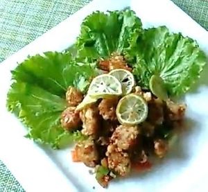 Lemon Grass and Lemon Spicy Joyful Vegan Chunks. at Loving Hut in Kinshasa