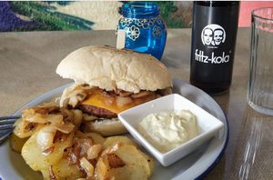 The delicious vegan Beyond Burguer!! at BioWinds in Fuengirola