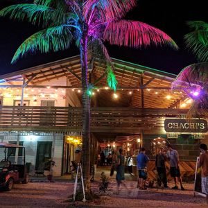 Located in the Placencia Village Square next to Tuttifrutti the gelateria with vegan sorbets at Cha Chi's in Placencia