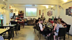 Inside restaurant, good music
 at Silvio's Bistro in Bangkok