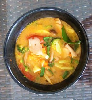 Tom yum vegetasrian at Silvio's Bistro in Bangkok