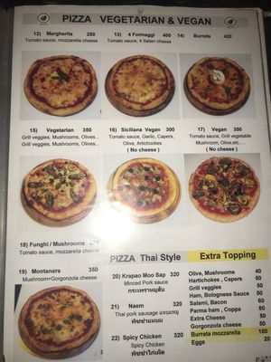 Veggie pizza menu  at Silvio's Bistro in Bangkok