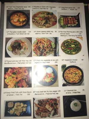Veggie Thai food menu  at Silvio's Bistro in Bangkok