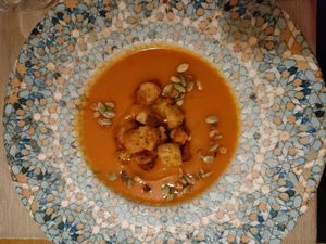 Pumpkin soup at Kulinarium in Sibiu