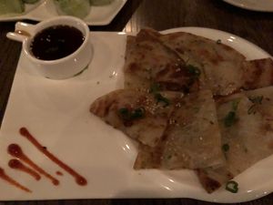Scallion pancakes at Niu in Chicago